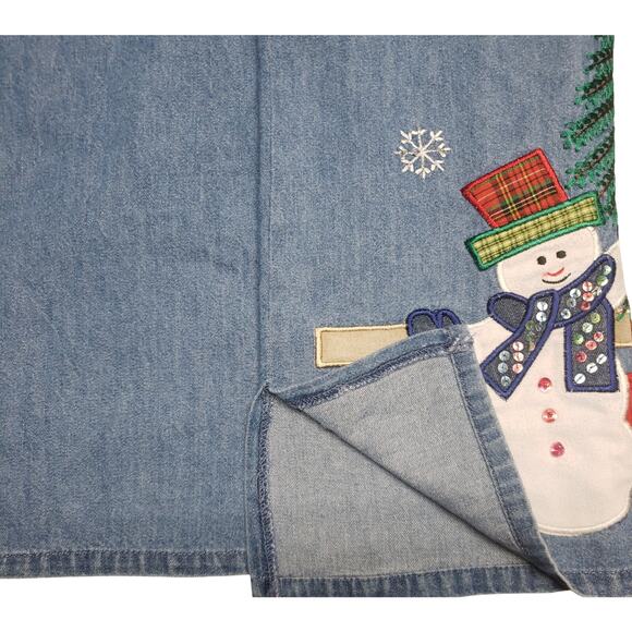 Dressbarn Holiday Top Womens Large Light Blue Button Down Snowman Festive Collar - Picture 8 of 10